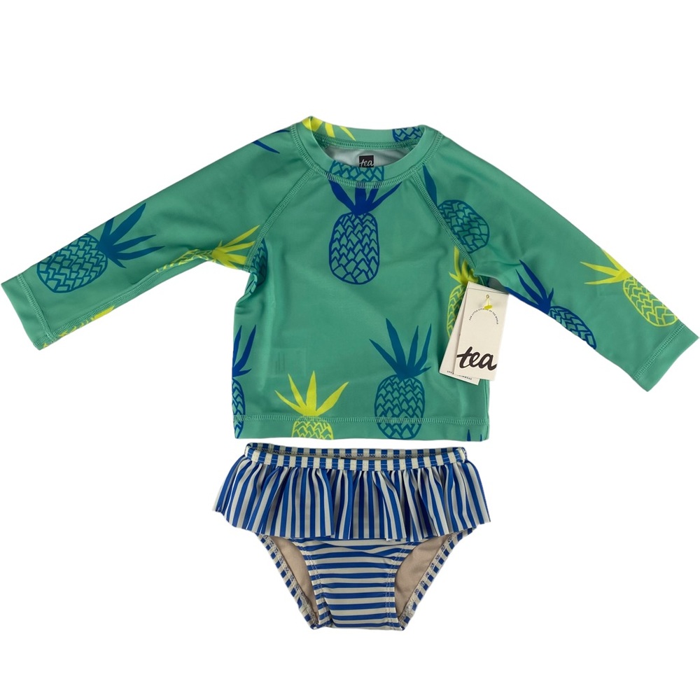 Tea Collection Pineapple Rash Guard 2 Piece Swimsuit - Size 9-12M NWT